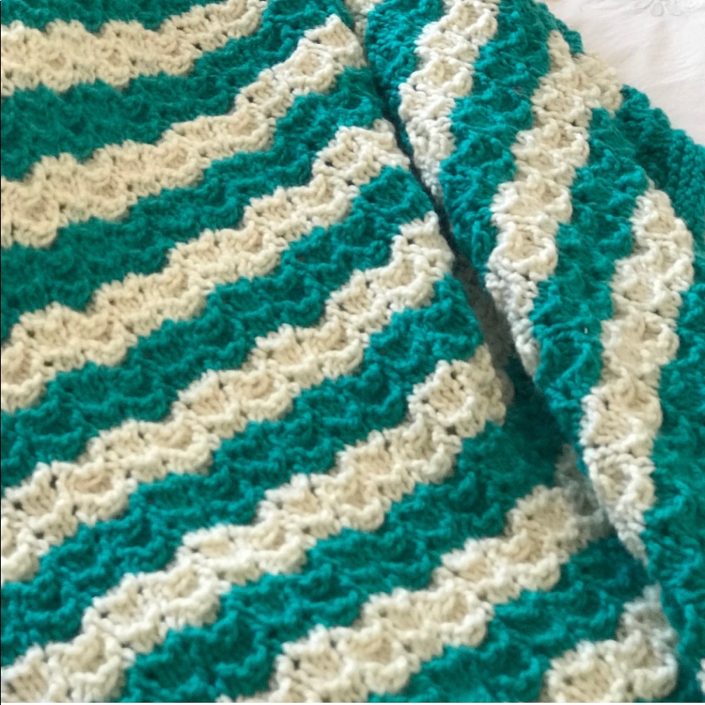 Handcrafted large knit afghan throw blanket